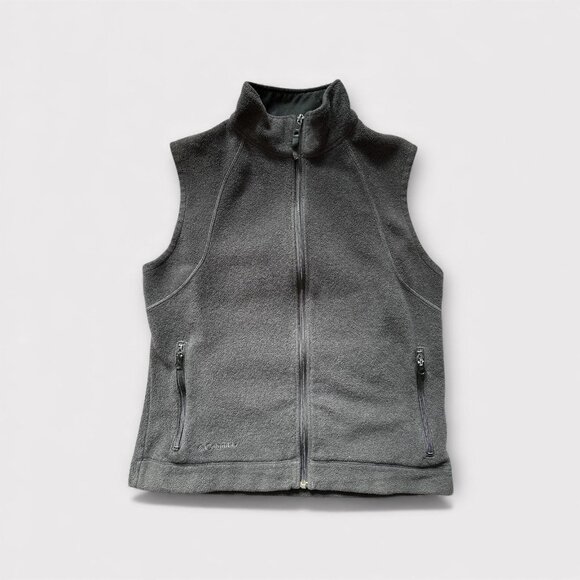 Columbia Fleece Vest Womens Large Black/Gray Full Zip Pockets Outdoor Hiking - Picture 2 of 8